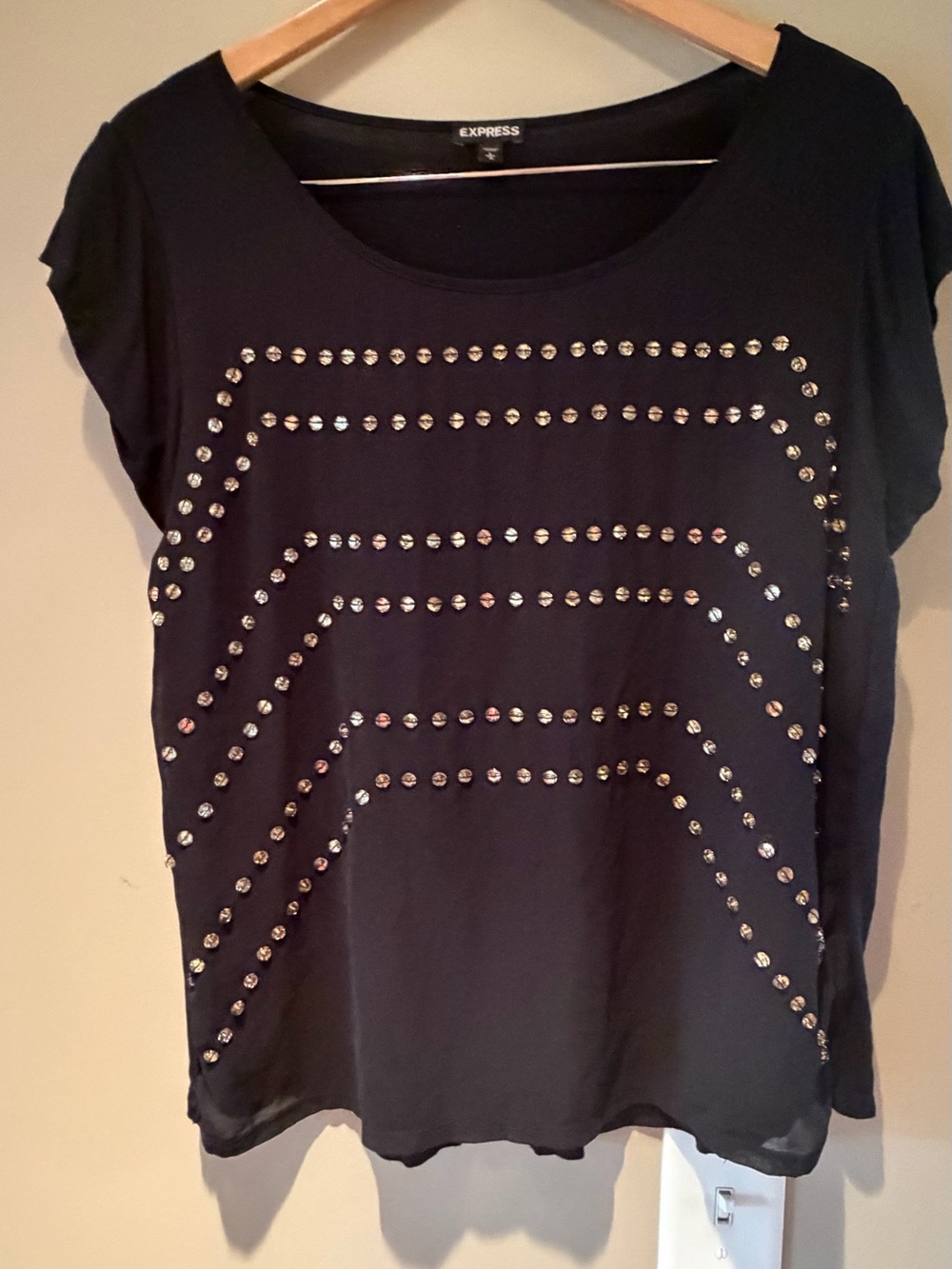 Express Black Top champagne rhinestone large